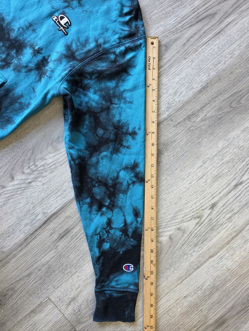 Champion Blue & Black Tie-Dye Hoodie, Small - Picture 9 of 11
